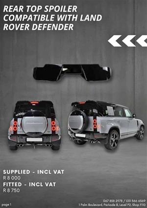 Rear Roof Spoiler compatible with Land Rover Defender - Supplied
