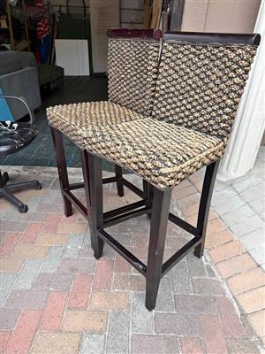 Bar counter wooven chairs