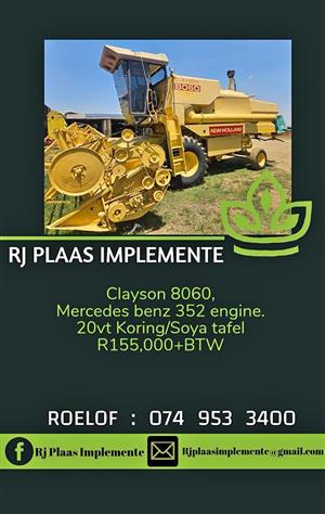 Clayson 8060 Strooper + 20ft tafel