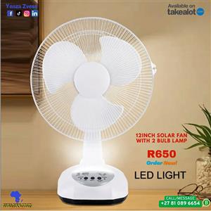 12 inch Solar Fan with 2 bulb lights (solar panel)
