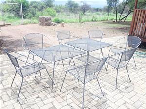 mesh patio chairs and table