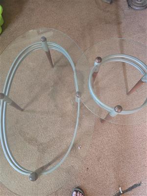 2 x glass coffee tables