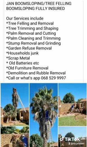 JAN BOOM SLOPING  TREE FELLING | FULLY INSURED