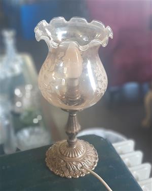 Very pretty brass table lamp with glass shade