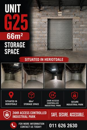 G25 – 66m² Secure Storage Unit To Let