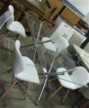 WHITE GLASS 5 P/CE DINING ROOM SET S064795A