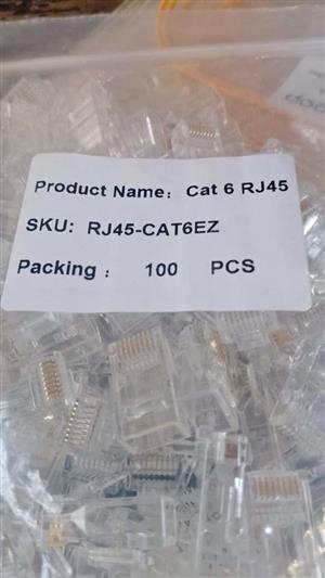 Cat 6 RJ45 EZ modular plugs. Cat 6 RJ45-Cat6EZ. Cat 6 pass through connectors. EZ RJ45 connectors