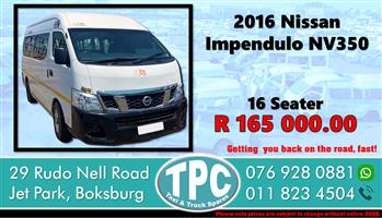 2016 Nissan Impendulo NV350 - For Sale at TPC