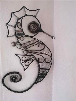 Seahorse reclaimed metal sculpture