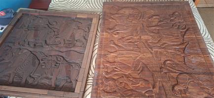 Big Five African Wall Art Hand-Carved Solid Wood one of a kind