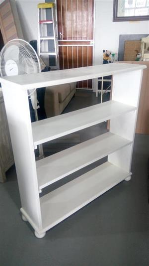3 Tier open white wooden shelf