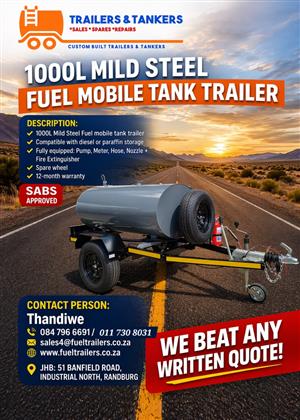 1000L MILD STEEL TANKER TRAILER