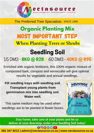 Seedling Soil 15 DM3 - 8KG @ R28 and 60 DM3 - 40KG @ R95