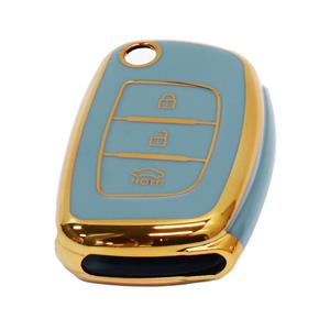 Key Cover Suitable for Volkswagen 3-Button Storm Grey & Rose Gold
