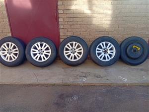 Volvo XC90 T6 5 set of  18inch  rims and tyres PDC 5X108 center bore (CB) 70.4mm