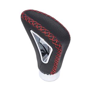 Red Stitched Leather & Chrome Triangle Design Gear Shift Knob