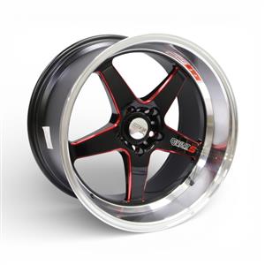 18″ ZAR2510 5/114 Black Machine Lip With Red Trim Alloy Wheels