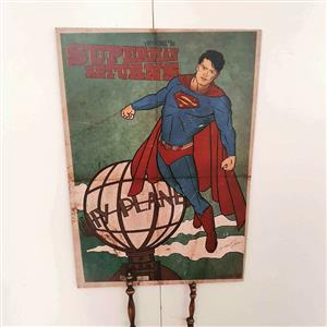 Superman & Batman Portrait vintage wooden plaques