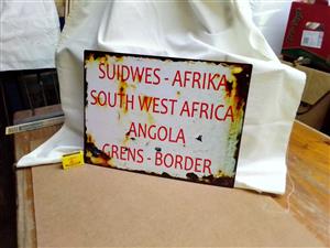 Angola Border metal sign 