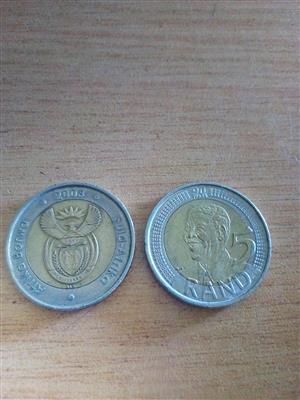 2008 nelson mandela 90 th birthday R5 coin.