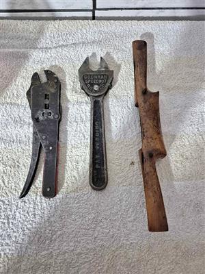 Set of three antique tools.