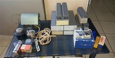 Vintage Hansa Dark Room Safe Light & Agfa Film Splicer Bundle With Storage Trays