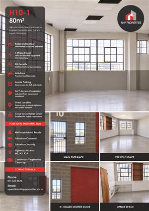 H10-1 – 80m² Warehouse, Factory, Distribution Space To Let