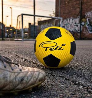 Pelé Street Soccer Ball - Waterproof, Size 5 (Yellow/Black)