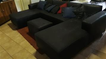 Urgent immigration sale, 3piece sleeper couch with ottoman, pillows and rug