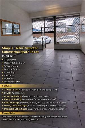 Shop 3 – 63m² Versatile Commercial Space To Let