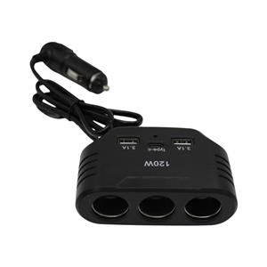 Vehicle Mobile Device Charger - 120watt - 3 in 1 (2 x Type C & 1 x USB A)