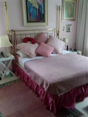 QUEEN SIZE BRASS BED WITH MATTRESS FOR SALE - IN GOOD CONDITION