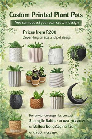 3D printed plant pots