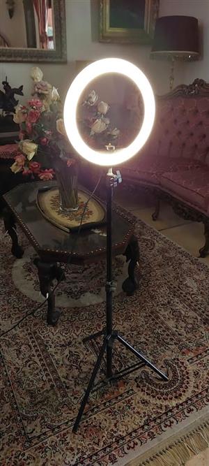 Video blogger light on tripod
