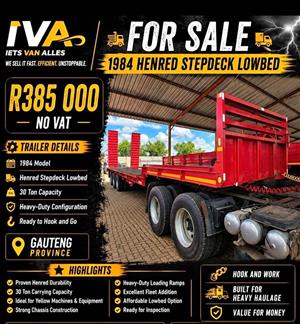 1984 Hendred Stepdeck Lowbed trailer