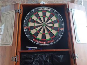 Viper Metropolitan dartboard cabinet, including new Unicorn Eclipes dartboard.