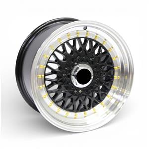 15″ NDT-BBS 4/100 & 4/114 Black Machine Lip With Gold Rivets Alloy Wheels