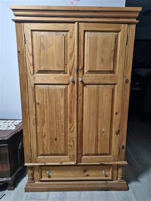 Edwardian collection pine double door wardrobe with drawer
