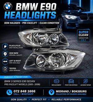 BMW E90 PRE-FACELIFT HALOGEN HEADLIGHTS/head lamp (super clean)FOR SALE 