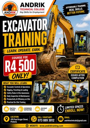 EXCAVATOR TRAINING IN PRETORIA AT ANDRIK TRAINING