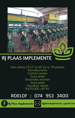 John deere 2117 no till 10 ry 76 planter