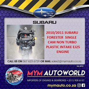 SUBARU 2010/11 FORESTER SINGLE CAM NON TURBO PLASTIC INTAKE EJ25 USED IMPORTED ENGINE