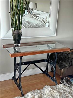 Singer table with glass top