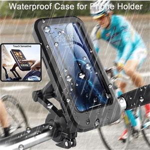 360 Degree Rotating Waterproof Motorcycle & Bike Phone Mount Holder – Black