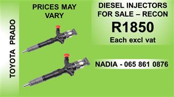 TOYOTA PRADO DIESEL INJECTORS FOR SALE OR TO RECON