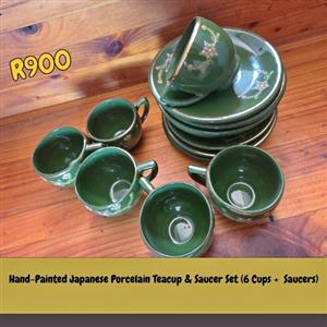 Hand-Painted Japanese Porcelain Teacup & Saucer Set