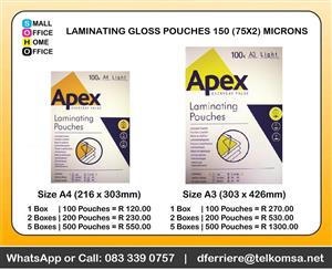 Laminating Gloss Pouches 150 (2x75) microns