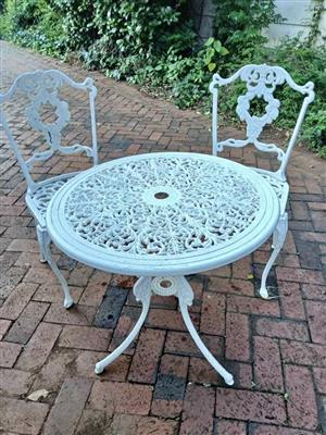 Vintage White Cast Iron Bistro Set