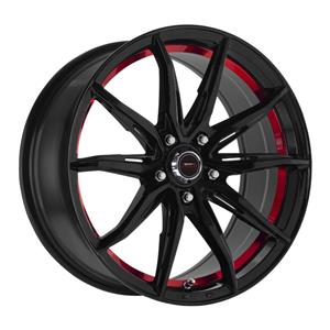 15″ A-Line VF1 4/100 Gloss Black with Red Undercut Alloy Wheels
