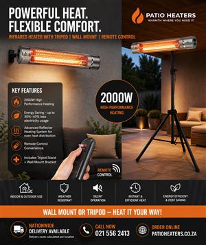 INFRARED HEATER WITH TRIPOD | WALL MOUNT | REMOTE CONTROL